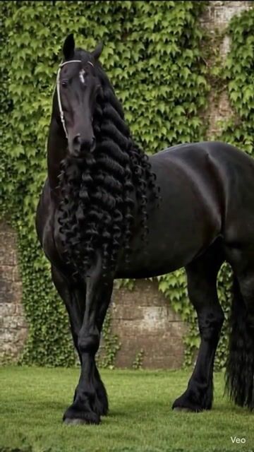 🐎✨ The Black Pearl of the Horse World ✨🐎__This majestic horse appears to be a Friesian_ one of the most admired breeds from the Netherlands. Known #