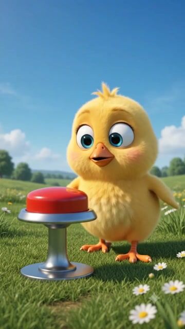 When a Cute Chick Presses the Mystery Red Button! 🐥🔴💥 #shorts #FunnyChick #CuteAnimation #CartoonComedy #ViralShorts