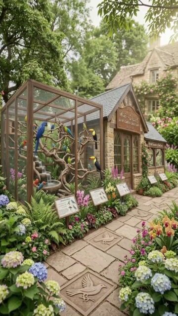 🦜 Colorful Birds in a Beautiful Garden Paradise 🌿💦
 #pets #birds #animallovers #wildlife #aviary #freetalk