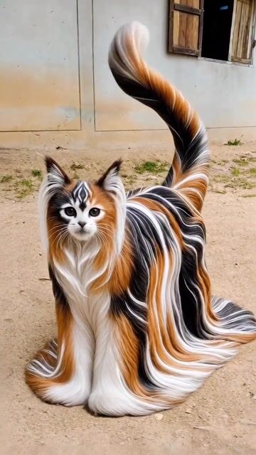 The most mesmerizing fur ever_ 🎨✨ _This magical cat loves chin scratches. 😻_Whiteness the most impossible flowing masterpiece alive🫣___cat _kitte 
