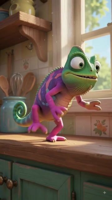 When the Chameleon Tries to Catch a Fly and Gets the Chef Instead! 🦎👨‍🍳💥 #shorts #FunnyChameleon #ChefLife #CartoonComedy #AnimationShorts #ViralS