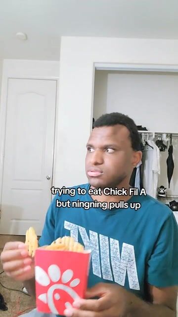 Trying to eat Chick Fil A #fyp #ningning #chickfila #fries #food ##viral