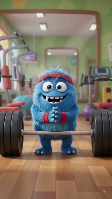 When You Try to Lift Way Too Heavy! 🏋️‍♂️💙😂 #shorts #GymFail #FunnyMonster #CartoonComedy #AnimationShorts #viralshorts