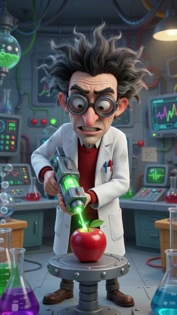 When the Science Experiment Goes 100% Right... Until It Doesn't! 🧪🍏💥 #shorts  #ScienceFail #cartooncomedy