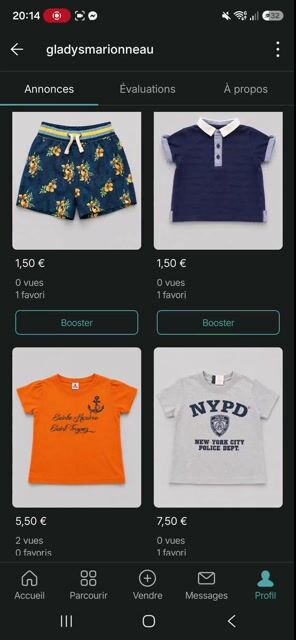 ✨ Des pépites à petits prix vous attendent ! ✨
Des vêtements bébé, enfant et femme en excellent état, soigneusement sélectionnés. 🌸
💶 Petits prix
📦