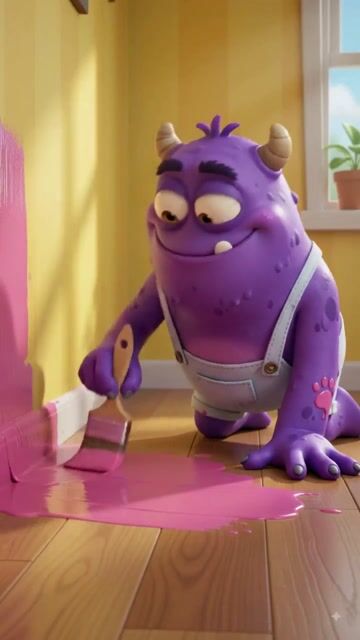 Title & Hashtags:
​When the Painting Goes Completely Wrong! 🎨💜🐿️ #shorts #funnymonster